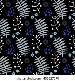 Seamless bright Scandinavian floral pattern