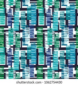 Seamless bright stripes geometric repeating  hand craft expressive ink pattern. Funky style painted texture doodles for fabric, wrapping,decoration, greeting card,  textiles or t-shirt apparel design.