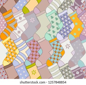 Seamless bright texture with socks