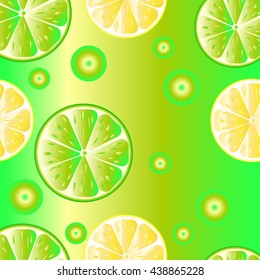Seamless bright yellow-green pattern from lemons and limes