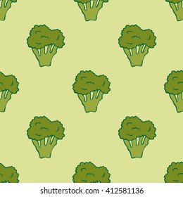 Seamless broccoli pattern. Vector illustration.