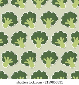 Seamless brocoli cartoon sticker pattern