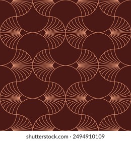 Seamless bronze art deco ogee textile pattern vector