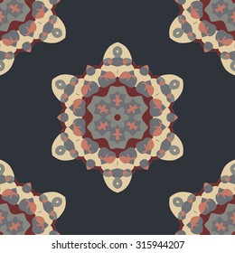 Seamless brown Abstract Retro Ornate Mandala Background for greeting card, Brochure, Card or Invitation with Islamic, Arabic, Indian, Ottoman, Asian motifs.