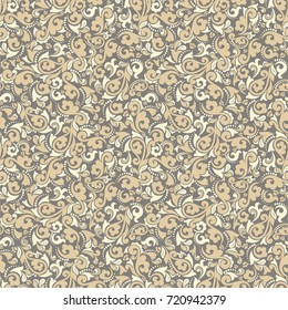 Seamless brown background with hazel and light pattern in baroque style. Vector retro illustration. Ideal for printing on fabric or paper.