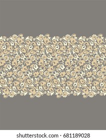 Seamless brown background with hazel and sand pattern in baroque style. Vector retro illustration. Ideal for printing on fabric or paper.
