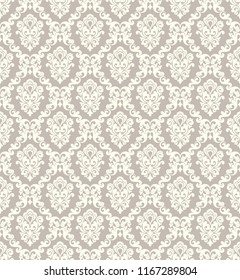 Seamless brown background with light pattern in baroque style. Vector retro illustration. Ideal for printing on fabric or paper for wallpapers, textile, wrapping. 