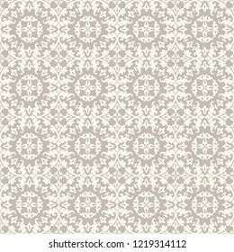 Seamless brown background with light pattern in baroque style. Vector retro illustration. Islam, Arabic, Indian, ottoman motifs. Perfect for printing on fabric or paper.