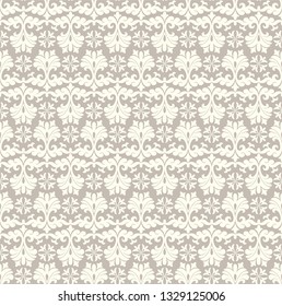 Seamless brown background with light pattern in baroque style. Vector retro illustration. Islam, Arabic, Indian, ottoman motifs. Perfect for printing on fabric or paper.