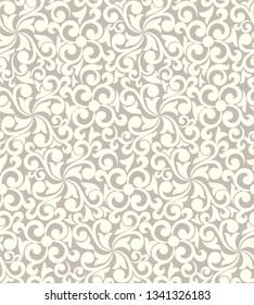 Seamless brown background with light pattern in baroque style. Vector retro illustration. Ideal for printing on fabric or paper for wallpapers, textile, wrapping. 