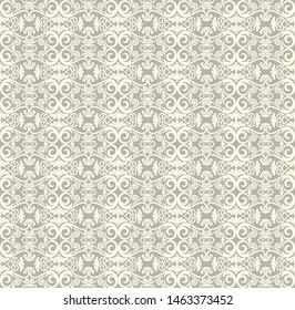 Seamless brown background with light pattern in baroque style. Vector retro illustration. Ideal for printing on fabric or paper for wallpapers, textile, wrapping. 