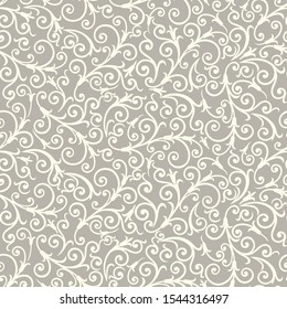 Seamless brown background with light pattern in baroque style. Vector retro illustration. Ideal for printing on fabric or paper for wallpapers, textile, wrapping. 