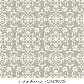 Seamless brown background with light pattern in baroque style. Vector retro illustration. Ideal for printing on fabric or paper for wallpapers, textile, wrapping. 
