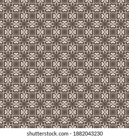 Seamless brown background with light pattern in baroque style. Vector retro illustration. Ideal for printing on fabric or paper for wallpapers, textile, wrapping. 