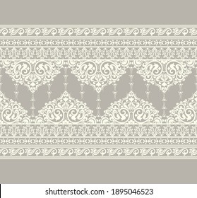 Seamless brown background with light pattern in baroque style. Vector retro illustration. Ideal for printing on fabric or paper for wallpapers, textile, wrapping. 