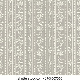 Seamless brown background with light pattern in baroque style. Vector retro illustration. Ideal for printing on fabric or paper for wallpapers, textile, wrapping. 