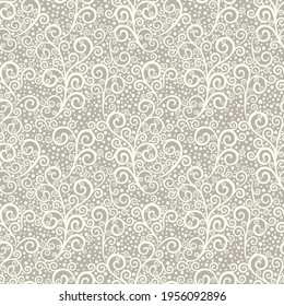Seamless brown background with light pattern in baroque style. Vector retro illustration. Ideal for printing on fabric or paper for wallpapers, textile, wrapping. 