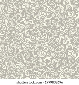 Seamless brown background with light pattern in baroque style. Vector retro illustration. Ideal for printing on fabric or paper for wallpapers, textile, wrapping. 