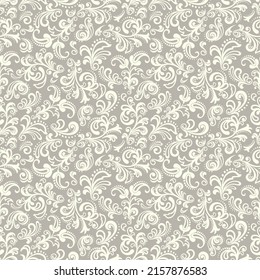 Seamless brown background with light pattern in baroque style. Vector retro illustration. Ideal for printing on fabric or paper for wallpapers, textile, wrapping. 
