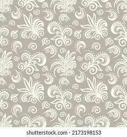 Seamless brown background with light pattern in baroque style. Vector retro illustration. Ideal for printing on fabric or paper for wallpapers, textile, wrapping. 