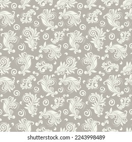 Seamless brown background with light pattern in baroque style. Vector retro illustration. Ideal for printing on fabric or paper for wallpapers, textile, wrapping. 
