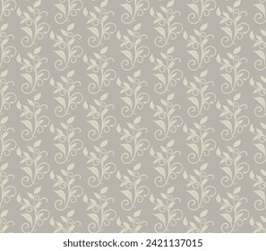 Arrière-plan marron harmonieux avec motif clair de style baroque. Image vectorielle illustration rétro. Idéal pour l'impression sur tissu ou sur papier pour papier peint, textile, emballage. 
