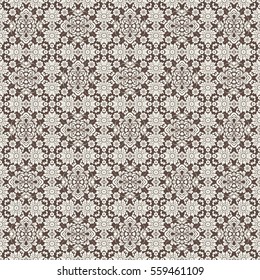Seamless brown background with light pattern in baroque style. Vector retro illustration.  Ideal for printing on fabric or paper.