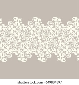 Seamless brown background with light pattern in baroque style. Vector retro illustration. Ideal for printing on fabric or paper.