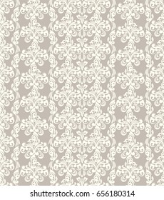 Seamless brown background with light pattern in baroque style. Vector retro illustration. Ideal for printing on fabric or paper.