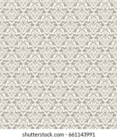 Seamless brown background with light pattern in baroque style. Vector retro illustration. Ideal for printing on fabric or paper.