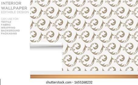 Fondo marrón transparente. Estilo heráldico vintage. Victoria retro. Ornamento al estilo de Damasco. Puede usarse para textiles, tela, moda, envoltura, embalaje.