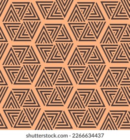 Nahtlose braune und beige Vektorgrafik gleichseitiger Dreiecke mit einem Chevron-Design, zusammengesetzt, um eine Reihe von Hexagons zu machen
