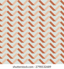Seamless brown and beige zigzag pattern on a pale blue-grey background