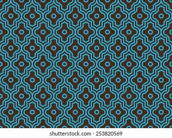 Seamless brown and blue enhanced moroccan pattern vector