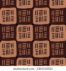 Seamless brown brush stroke pattern in all over grid style. Goes well with African or ethnic themes, great for clothing, fashion, home decor, bags, pouches, scarves and more.