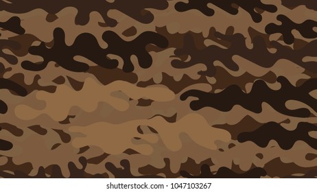 Seamless brown camouflage pattern. Repeating desert military clothing texture.