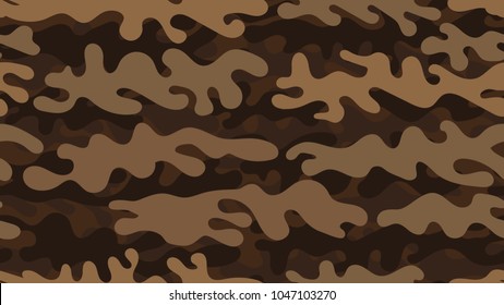 Seamless brown camouflage pattern. Repeating desert military clothing texture.