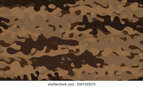 Seamless brown camouflage pattern. Repeating desert military clothing texture.