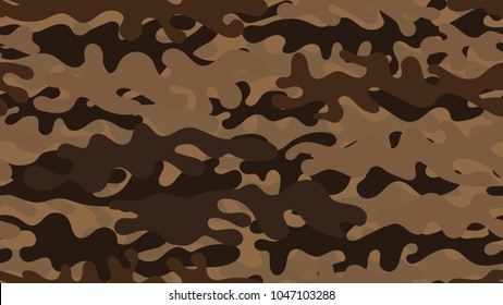 Seamless brown camouflage pattern. Repeating desert military clothing texture.
