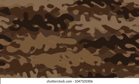 Seamless brown camouflage pattern. Repeating desert military clothing texture.