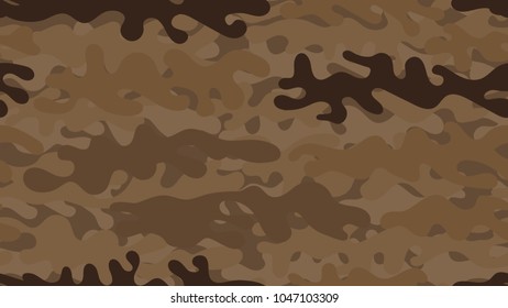 Seamless brown camouflage pattern. Repeating desert military clothing texture.