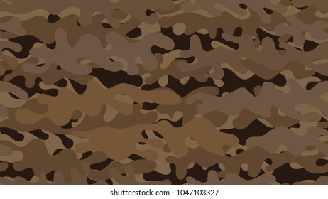 Seamless brown camouflage pattern. Repeating desert military clothing texture.