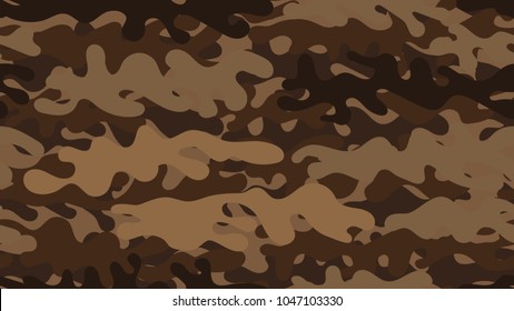 Seamless brown camouflage pattern. Repeating desert military clothing texture.