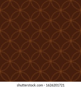 Seamless brown circles stitched outlines textile pattern vector