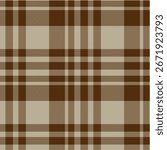 Seamless brown color check pattern. Repeating patern plaid. Checkered design for prints. Repeated tartan fabric. Vector scottish fabriс. Ekose texture. Madras flannel. Checker line. Stripe gingham
