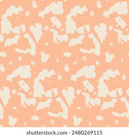 Seamless brown cow spots pattern, simple style. Brown random spots background. Can be used for wallpaper, textile design, web page background. Farm animal texture banner.