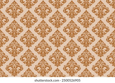 Seamless  brown decorative wallpaper pattern.Seamless floral ornament on background.