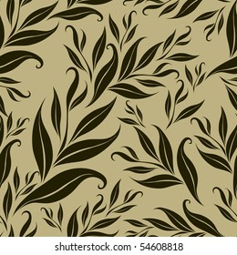 Seamless brown floral pattern with leafs (From my big "Seamless collection")