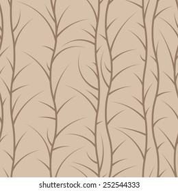 Seamless brown floral pattern of spiny branches