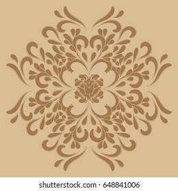 Seamless brown  floral vector background, golden damask pattern,  ornament for wallpaper of wrapping paper design.
